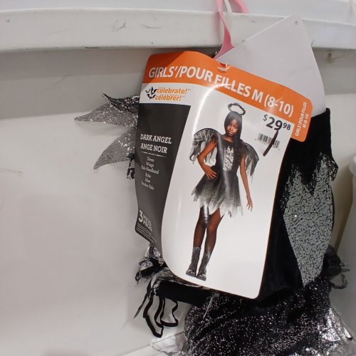 3PC DARK SPARKLE ANGEL COSTUME - MEDIUM 8-10 - BLACK SILVER image 3