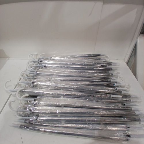 28PK TRANSPARENT UMBRELLAS WITH EUROPEAN J HOOK - 41" X 28" - CLEAR image 2