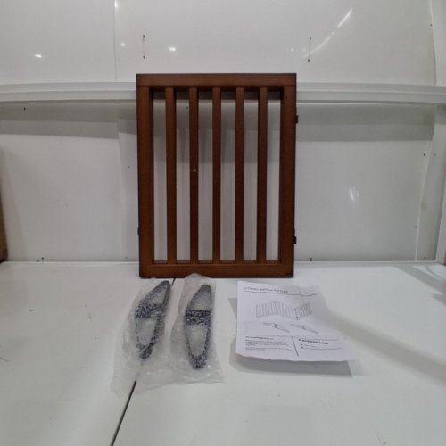 3 PANEL FREESTANDING FOLDABLE WOODEN PET GATE - 26.4" X 20.1" X 3.5" - WALNUT image 3