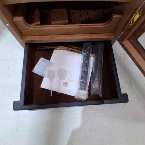 GLENCREAG CIGAR HUMIDOR CABINET WITH SPANISH CEDAR LINING - 3+1 DRAWERS - HOLDS UP TO 150 CIGARS - 10.24" X 13.7" - REDDISH BROWN (MODEL: MET-1031) image 3