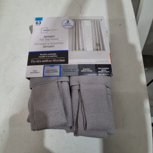 (2 PANEL) MAINSTAYS JENSEN TAB TOP SEMI-SHEER WINDOW CURTAIN - 37"X63" - GREY image 2