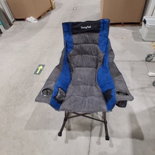 SUNNYFEEL OVERSIZED FOLDING PADDED CAMPING ROCKING CHAIR - 500LB MAX - BLUE SUEDE (MODEL: AC2026D) image 2