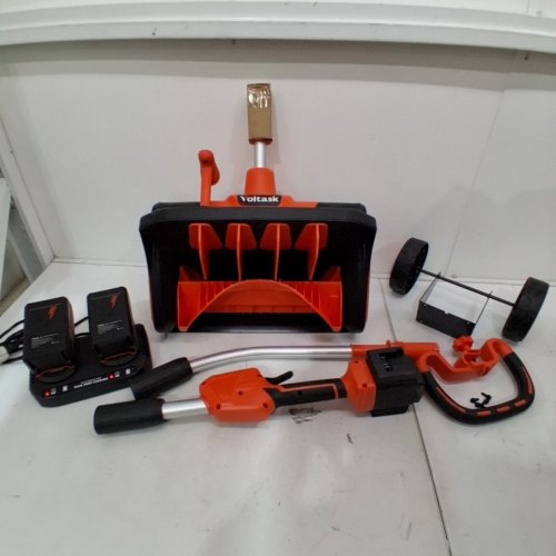 VOLTASK WHEELED CORDLESS SNOW SHOVEL WITH BATTERIES AND CHARGER- 17" X 8" CLEARING - 24V - ORANGE/BLACK (MODEL: CSS008-170) image 3