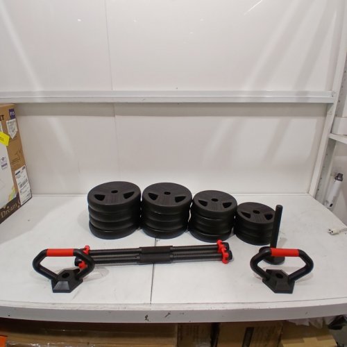 20PC FEIERDUN ADJUSTABLE FREE WEIGHT DUMBBELL SET KETTLEBELL - RED / BLACK image 2