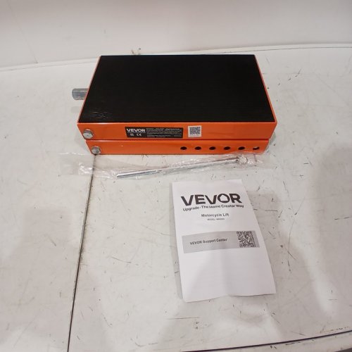 MOTORCYCLE LIFT SCISSOR JACK WITH DOLLY & HAND CRANK - 1100LBS MAX -1/2 TON- BLACK/ORANGE - (MODEL: MR8099/110203) image 2
