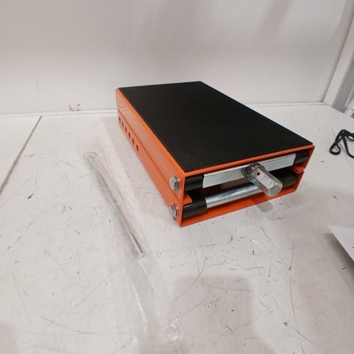MOTORCYCLE LIFT SCISSOR JACK WITH DOLLY & HAND CRANK - 1100LBS MAX -1/2 TON- BLACK/ORANGE - (MODEL: MR8099/110203) image 3