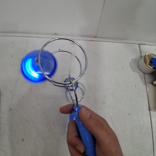 2 LIGHT-UP MAGNETIC SPINNING GYRO WHEEL TOY - BLUE/SILVER image 2