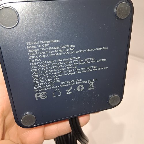 TESSAN CHARGE STATION WITH 3 OF EACH USB/USBC/AC OUTLETS - 65W - BLACK (MODEL: TS-CS01) image 3