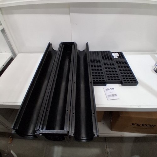 3PK VEVOR TRENCH DRAIN SYSTEM, CHANNEL DRAIN WITH PLASTIC GRATE HDPE DRAINAGE TRENCH 5.8" X 3.1" X 39" - BLACK image 2