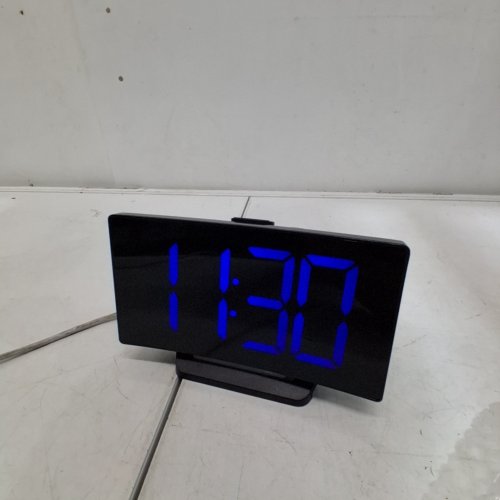 DIGITAL CLOCK WITH MODERN CURVED DESIGN AND LED NUMBERS - BLACK (MODEL TCA-245) image 2
