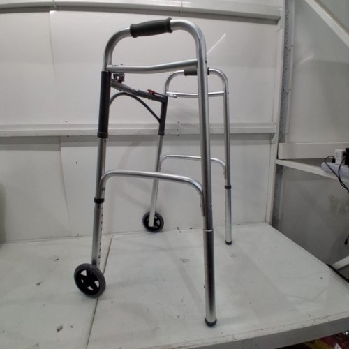 DRIVE MEDICAL DELUXE TWO BUTTON FOLDING WALKER - 5" WHEELS - SILVER - (MODEL: 10210-1) image 3