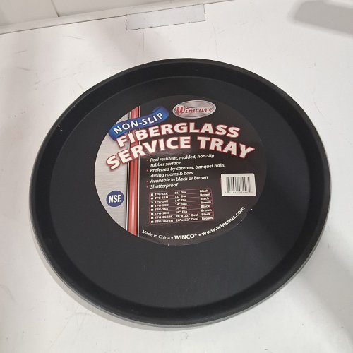 WINCO WINWARE, NON-SLIP FIBERGLASS SERVICE TRAY - 14" - BLACK image 2