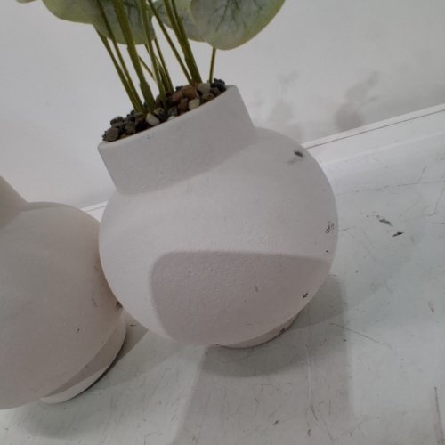 2PK ANKO ARTIFICIAL EUCALYPTUS STEMS IN VASE - 14.5" - WHITE/GREEN image 3