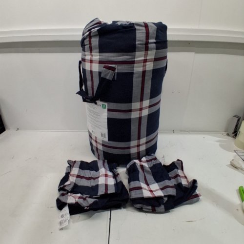 3PC TOMMY HILFIGER COMFORTER SET WITH 2 PILLOW SHAMS - KING - WHITE/NAVY BLUE/RED PLAID (STYLE: 1976202) image 2