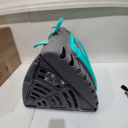 SPORTPET DESIGNS EXTRA LARGE CAT CARRIER PLASTIC KENNEL, FOLDABLE - GREY/CYAN image 2