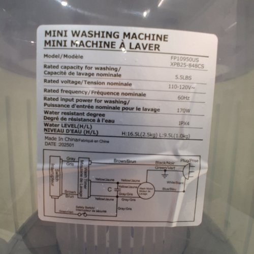 COSTWAY PORTABLE MINI SEMI-AUTOMATIC WASHING MACHINE - 5.5LBS CAPACITY - WHITE/GREY (MODEL: FP10950US-GR) image 2