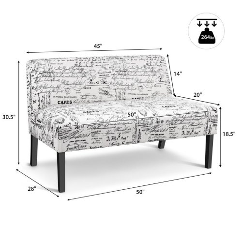 COSTWAY WOOD LEG ARMLESS LOVESEAT SOFA - MULTICOLOUR SIGNATURE (MODEL: JV10874HS) image 2