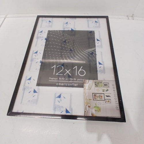 AMERICAN FLAT STREAMLINE PICTURE FRAME WITH POLISHED PLEXIGLASS - 12" X 16" - BLACK image 2