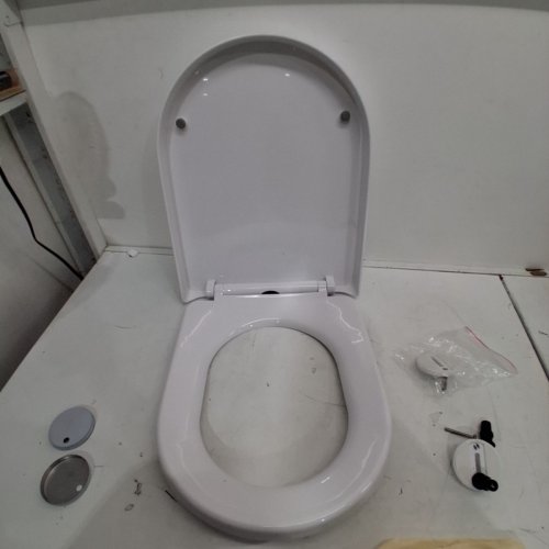 SADALAK D SHAPED ELONGATED TOILET SEAT WITH SLOW CLOSE - WHITE (MODEL: GD-D015) image 3