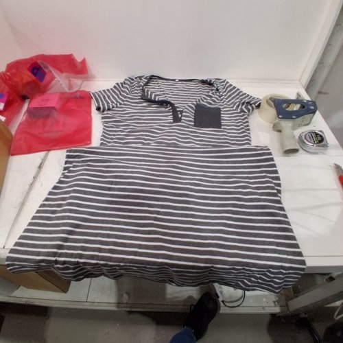 WOMAN'S SAKMAL BUTTON DOWN NIGHTGOWN - 2XL - GREY STRIPE image 2