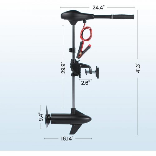BODIOO ELECTRIC OUTBOARD 68 LBS THRUST TROLLING MOTOR WITH 8 SPEEDS & 6" ADJUSTABLE HANDLE - LED INDICATOR TRANSCOM MOUNTED - 41.3" - BLACK (MODEL: SM-68) image 4