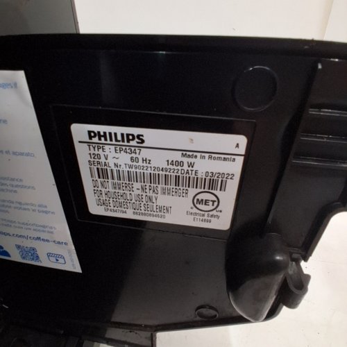 PHILIPS 4300 SERIES LATTEGO FULLY AUTOMATIC ESPRESSO MACHINE WITH BUILT-IN GRINDER & MILK FROTHER - MATTE BLACK/SILVER (MODEL: EP4347/94) image 8