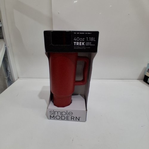 SIMPLE MODERN INSULATED TREK TUMBLER WITH HANDLE AND STRAW - 40 OZ - DEEP RED image 3
