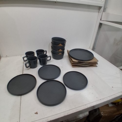 16PC STONE LAIN COUPE DINNERWARE SET-SERVICE FOR 4 - MATTE GREY (MODEL: BLB0200) image 2