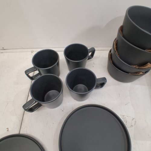 16PC STONE LAIN COUPE DINNERWARE SET-SERVICE FOR 4 - MATTE GREY (MODEL: BLB0200) image 3