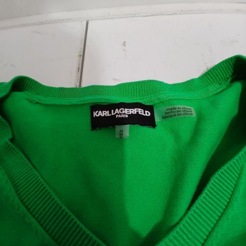 WOMEN'S KARL LAGERFELD PARIS V-NECK SWEATER - MEDIUM - GREEN image 3