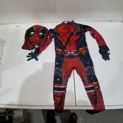 2PC KIDS SUPERHERO DEADPOOL SPANDEX COSTUME - 5/6 - RED/BLACK image 3