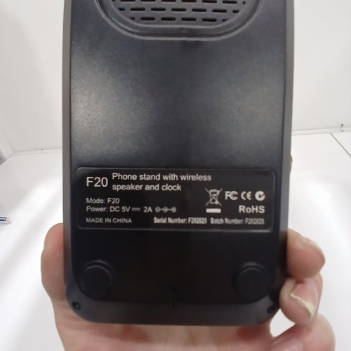 IFKOO BLUETOOTH PHONE STAND WITH WIRELESS SPEAKER & CLOCK - 5V 2A - BLACK (MODEL: F20) image 3