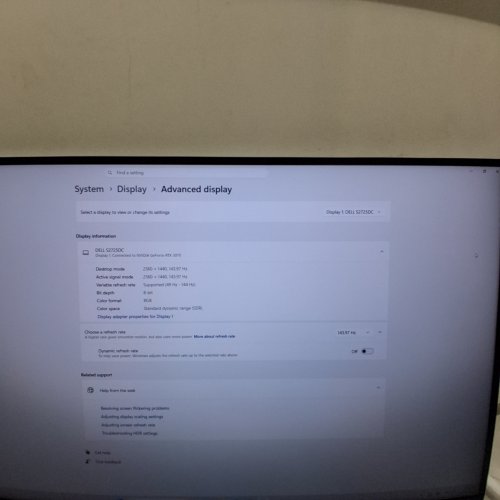DELL 27 PLUS QHD USB-C MONITOR WITH BUILT IN SPEAKERS - 16:9 RATIO - 144HZ REFRESH RATE - 27" SCREEN - ASH WHITE/BLACK (MODEL: S2725DC) image 2