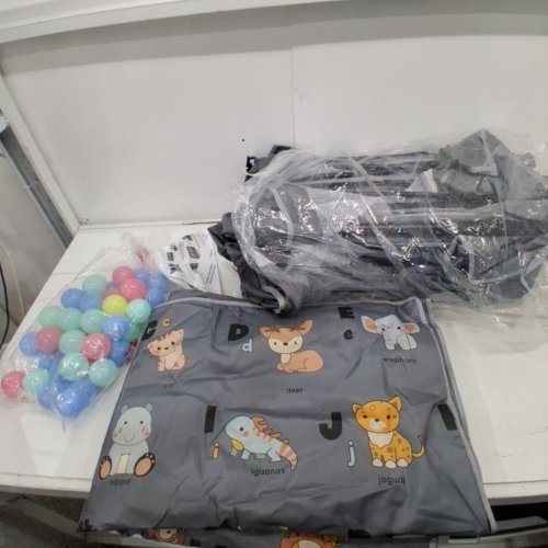 SPRX FOLDABLE PLAYPEN WITH MAT & TRAVEL BAG - 50" X 50" - GREY/ANIMALS (MODEL: BP-G1-50*50) image 2