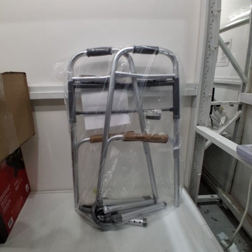 GUARDIAN TWO BUTTON FOLDING WALKER WITH 5" WHEELS - SILVER (ITEM: MDS86410W54H) image 2