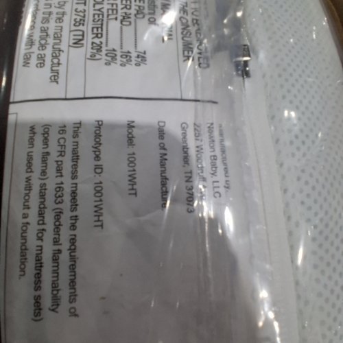 NEWTON BABY ESSENTIAL BREATHE-THRU 2-STAGE CRIB MATTRESS - 5.5" THICK X 52" X 28" - WHITE (MODEL: 1001WHT) image 2