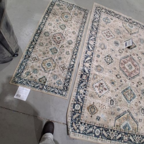 2PC WASHLUXE AREA RUG & RUNNER SET - 5FT X 7FT & 2.25FT X 5FT - BEIGE/BROWN/GREEN (MODEL: 2046294) image 3
