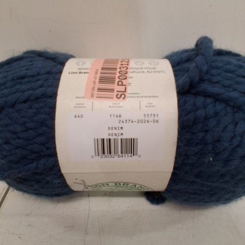 LION BRAND YARN WOOL EASE MEDIUM WOOL BLEND - 6 OZ - DENIM / DARK BLUE image 3