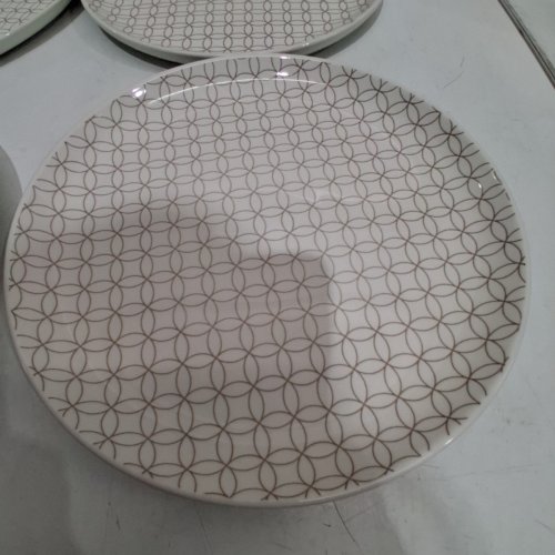 4PK MAINSTAY GEOMETRIC PATTERN PLATES - 10.5" - WHITE/BROWN image 4