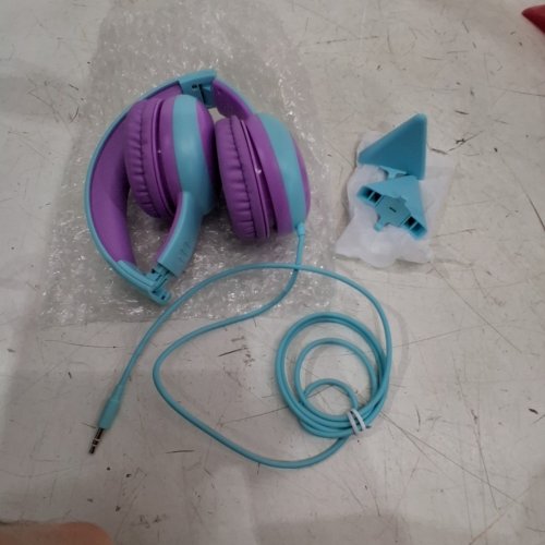 KID'S GORSUN WIRED OVER EAR HEADPHONES WITH ATTACHABLE CAT EARS - BLUE/PURPLE (MODEL: E61V) image 2