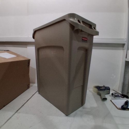 RUBBERMAID SLIM JIM VENTED COMMERCIAL TRASH CAN & WASTE RECEPTACLE - 16GAL (GREY) image 2