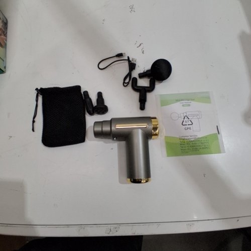 COTSOCO MINI MASSAGE GUN WITH 4 ATTACHMENTS AND VARIABLE SPEED CONTROL - GREY - (MODEL: M891) image 3
