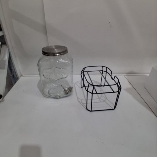 YORKSHIRE GLASSWARE BEVERAGE AND DRINK DISPENSER FOR INDOORS AND OUTDOORS WITH METAL STAND - 2 GAL - CLEAR/BLACK image 2