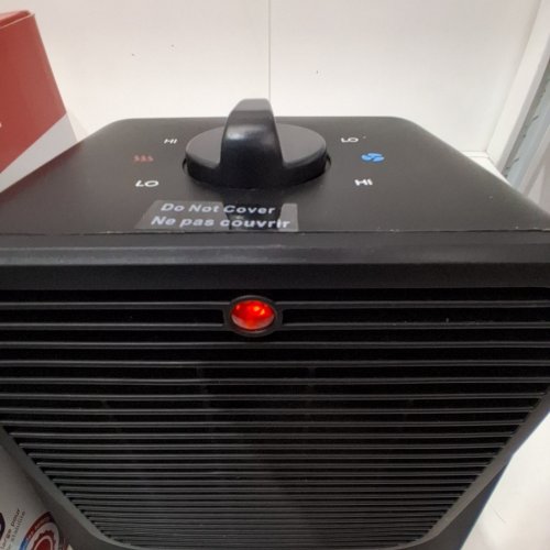 KONWIN DUAL FUNCTION HEATER AND FAN WITH TWO HEAT AND FAN SETTINGS - ADJUSTABLE ANGLE - LARGE BASE - 9.5" TALL - BLACK - (MODEL: SFH-181T). image 2