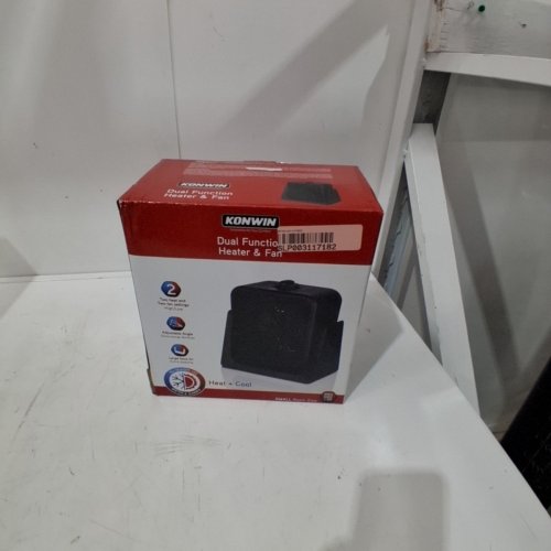 KONWIN DUAL FUNCTION HEATER AND FAN WITH TWO HEAT AND FAN SETTINGS - ADJUSTABLE ANGLE - LARGE BASE - 9.5" TALL - BLACK - (MODEL: SFH-181T). image 4