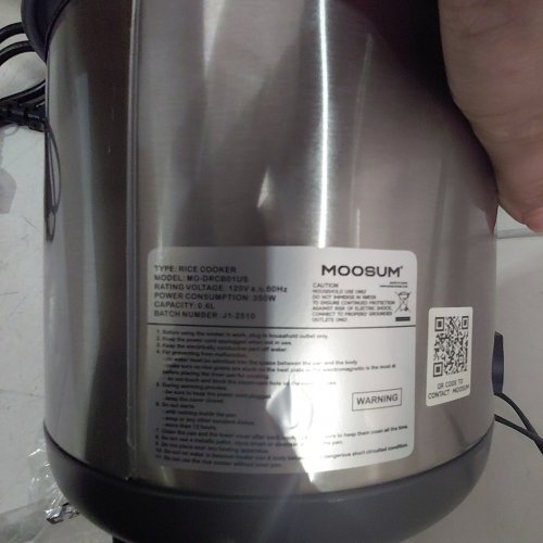 MOOSUM CERAMIC COATING NON-TOXIC MULTIFUNCTIONAL RICE COOKER - 3 CUP - STAINLESS STEEL / BLACK (MODEL: MO-3RCR01US) image 3