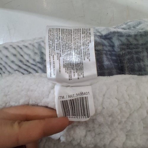 2PC ROOTS HOME HEAVY WEIGHT SHERPA BEDDING SET - QUEEN - GREY PLAID (STYLE: 3435401) image 2
