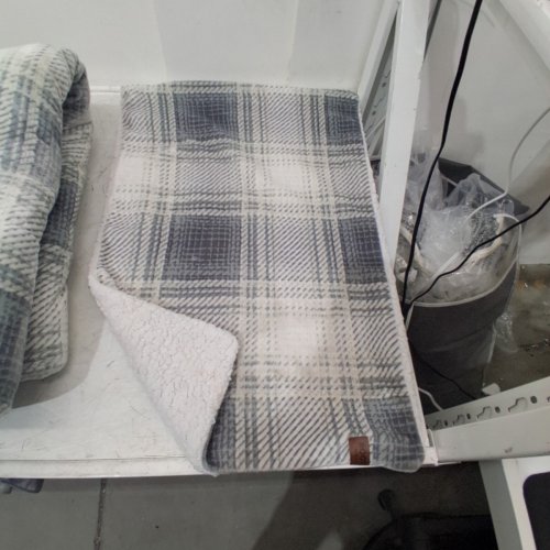 2PC ROOTS HOME HEAVY WEIGHT SHERPA BEDDING SET - QUEEN - GREY PLAID (STYLE: 3435401) image 4