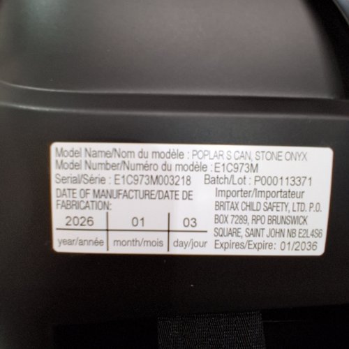 BRITAX POPLAR CLICK TIGHT CONVERTIBLE REAR &FRONT FACING CAR SEAT - 40LB REAR FACING MAX LOAD / 65LB FRONT FACING MAX LOAD - STONE ONYX/BLACK (MODEL: E1C973M) image 2