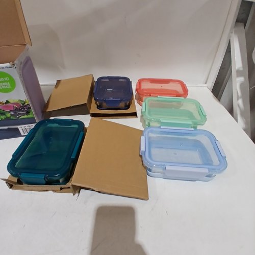 10PC ELLO LEAK PROOF GLASS MEAL PREP CONTAINERS - MULTI-COLOURS image 2